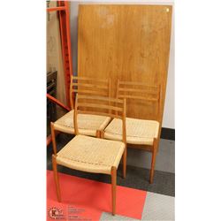 TEAK WOOD TABLE WITH 3 SIDECHAIRS