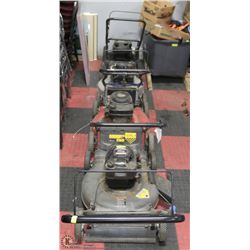 GROUP OF 4 ASSORTED LAWN MOWERS UNTESTED AS IS