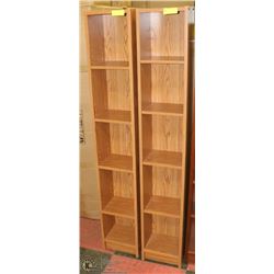 PAIR OF OAK TONE MEDIA STANDS