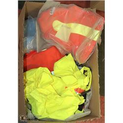 BOX OF ASSORTED SIZE WORK GEAR