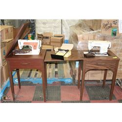 LOT OF 2 VINTAGE SEWING MACHINES IN CABINETS