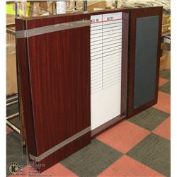 LARGE WOOD ENCASED WHITE BOARD 47"X46"