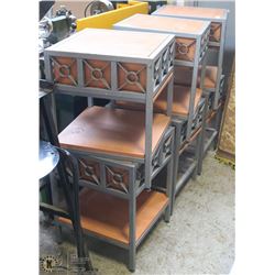 GROUP OF 6 METAL AND WOOD TONE END TABLES