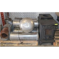 WOOD BURNING STOVE COMPLETE  WITH CHIMNEY