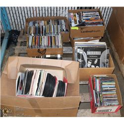 PALLET OF ASSORTED CDS, MOVIES, 45 RECORDS AND