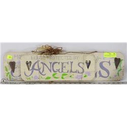 LOT OF 2 NATURALLY DISTRESSED ANGELS WOOD SIGNS