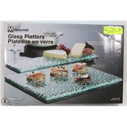 MANN GOURMET 2 PIECE GLASS BUBBLE PLATTERS