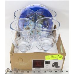 4 SOLID GLASS GLASS DRINKING GOBLETS AND 4-2008