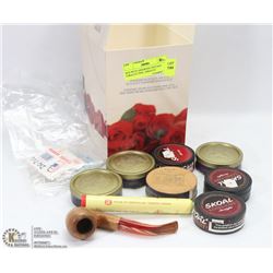 BOX WITH ASSORTED VINTAGE TOBACCO TINS, TOBACCO