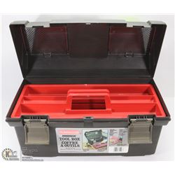 RUBBERMAID TOOLBOX WITH 2 REMOVABLE SHELVES &