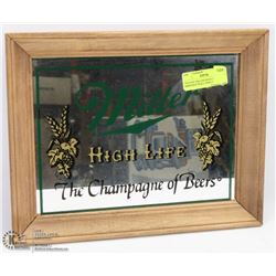 VINTAGE MILLER HIGH LIFE MIRRORED WALL DISPLAY