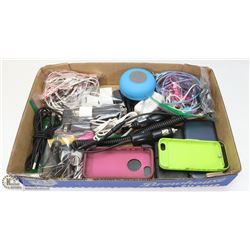FLAT OF ASSORTED PHONE CHARGING BLOCKS, CORDS