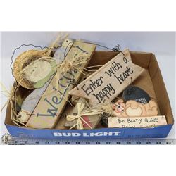 FLAT WITH 3 WOOD HANGING SIGNS .HOME