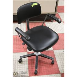 BLACK VINYL RE-COVERED METAL OFFICE CHAIR