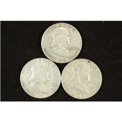 1958-D,62-D & 63-D FRANKLIN HALF DOLLARS