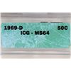 Image 3 : 1969-D 40% SILVER JOHN F. KENNEDY HALF ICG MS64