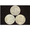 Image 1 : TRIO OF 90% SILVER HALVES 1943 WALKING LIBERTY,
