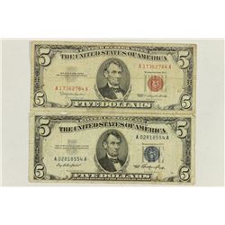 1953 $5 SILVER CERTIFICATE & 1963 $5 US NOTE