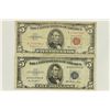 Image 1 : 1953 $5 SILVER CERTIFICATE & 1963 $5 US NOTE