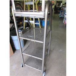Metal Display Shelf with 2 rear wheels 22 x 24 x 72 with 4 shelves / also great