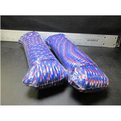 2 new 100 ft rolls of 1/4 x 100 Diamond braid Rope / floats & resists rot/mildue