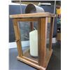 Image 1 : Hurricane Candle Lanturn with large candle / 7 x 7 x 12 high