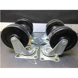 New set of 4 Castors 3 inch / 2 are Swivel