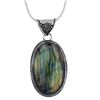 Image 1 : Sterling Silver 105.7ct Labradorite Pendant with Chain