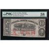 Image 1 : 1863 $10 State of North Carolina Obsolete Note PMG 58