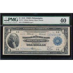 1918 $1 Philadelphia Federal Reserve Bank Note PMG 40