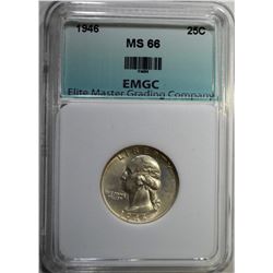 1946 WASHINGTON QUARTER, EMGC SUPERB GEM BU