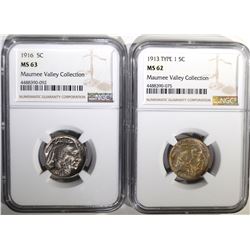 NGC GRADED BUFFALO NICKELS: