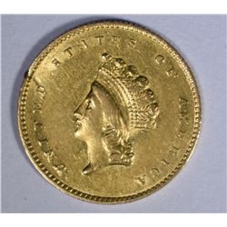 1855-O $1.00 GOLD  AU+