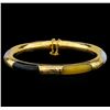 Image 1 : Jade Bangle Bracelet - 14KT Yellow Gold