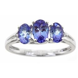 1.67 ctw Tanzanite and Diamond Ring - 10KT White Gold