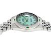Image 4 : Rolex Mens Stainless Steel Green Mother Of Pearl Diamond Datejust Wristwatch