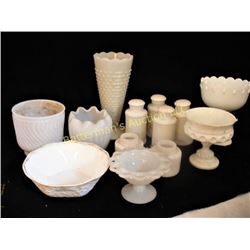 13 Piece Milk Glass Lot