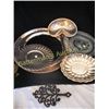 Image 1 : Lot of 6 Silverplate and Glass Trays, Trivet