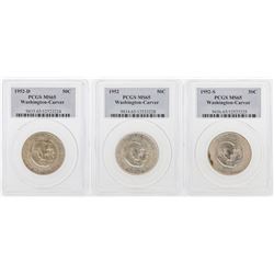 Set of 1946/S/D Booker T. Washington Memorial Half Dollar Coin PCGS MS65