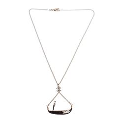 Chanel Gold Black Enamel Venice Gondola Charm Pendant Necklace 10C