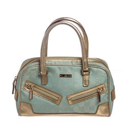 Gucci Metallic Green Gold Zipper Doctor Satchel Bag