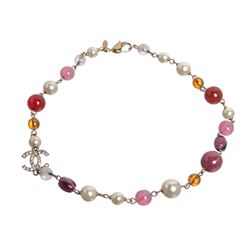 Chanel Multicolor Faux Pearl Resin CC Beaded Necklace