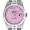 Rolex Mens Stainless Steel Pink Diamond 36MM Datejust Wristwatch
