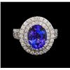 Image 2 : 4.08 ctw Tanzanite and Diamond Ring - 14KT White Gold