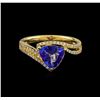 Image 2 : 14KT Yellow Gold 1.03 ctw Tanzanite and Diamond Ring