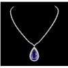 GIA Cert 35.68 ctw Tanzanite and Diamond Necklace - 14-18KT White Gold
