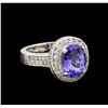 4.20 ctw Tanzanite and Diamond Ring - 14KT White Gold