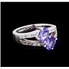 1.70 ctw Tanzanite and Diamond Ring - 14KT White Gold