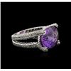 14KT White Gold 11.71 ctw Amethyst and Diamond Ring