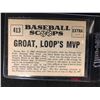 Image 2 : 1961 Nu Card Scoops #413 GROAT, NL BAT KING, NAMED LOOP'S MVP